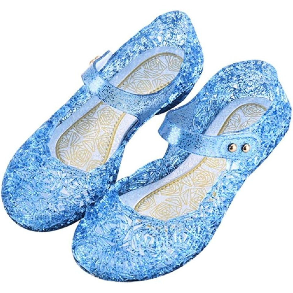 Girls Blue Glitter Princess Dress Up Shoes Costume‎ Party Elsa Size 12-12.5 NEW